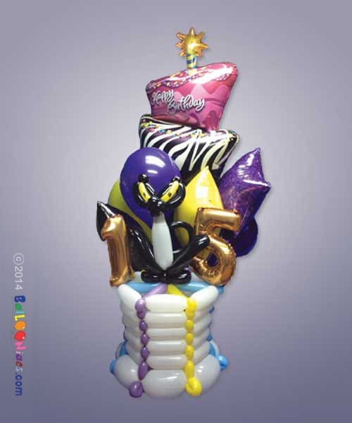 Themed Birthday Cake with Character and mylar balloons