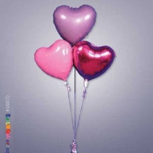 3 Mylar Hearts Cluster