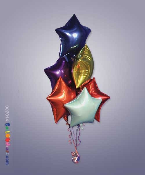 6 Mylar Stars Cluster