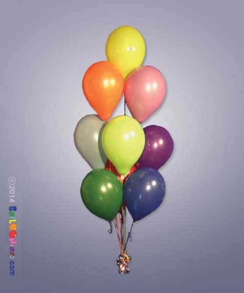 9 Latex Balloons Cluster