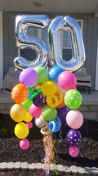 Happy Birthday Double Digit Balloon Bouquet Pole