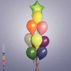 9 Latex Balloons Cluster with 1 Mylar Star