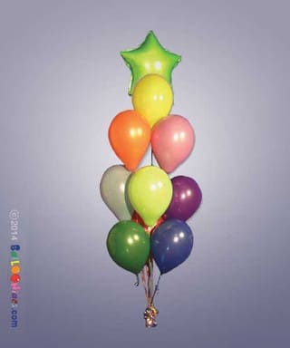 9 Latex Balloons Cluster with 1 Mylar Star
