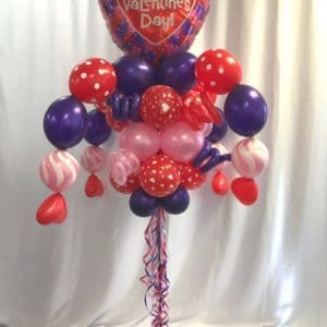 Happy Valentine's Day Red and Purple Heart Pole