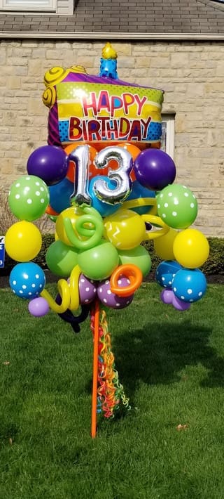 Happy Birthday Cake Slice Balloon Bouquet Pole