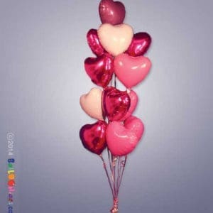 12 Mylar Hearts Cluster
