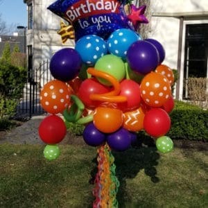 Happy Birthday Blue Star Balloon Bouquet Pole