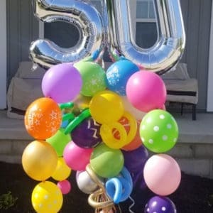 Happy Birthday Double Digit Balloon Bouquet Pole