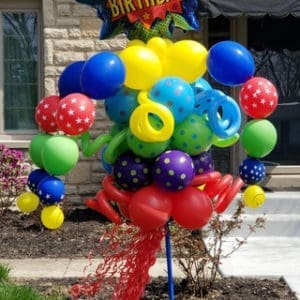 Happy Birthday Comic Book Balloon Bouquet Pole