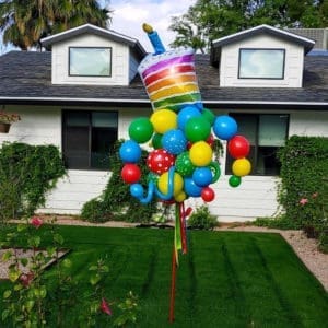 Happy Birthday Rainbow Cake Balloon Bouquet Pole
