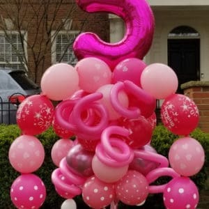Happy Birthday Single Digit Balloon Bouquet Pole