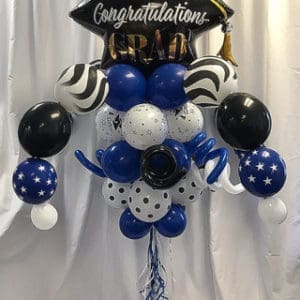 Graduation-Congrats Grad Hat Balloon Bouquet Pole [Customize with School Colors]