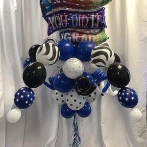 Graduation-Hooray you Did It Grad Balloon Bouquet Pole [Customize with School Colors]